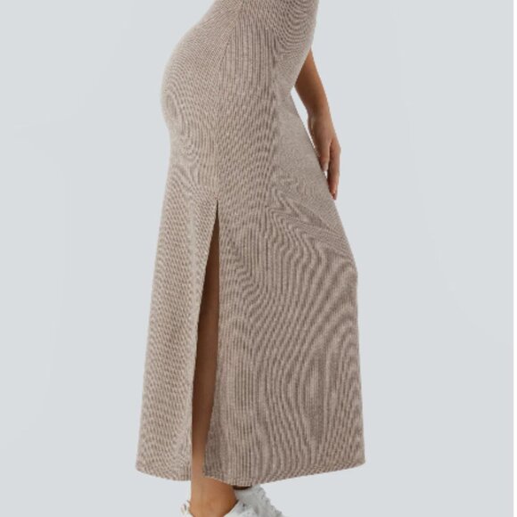 Ribbed High Waisted Hem A Line Maxi Casual Skirt Ribbed High Waisted Hem A Line - Picture 2 of 6